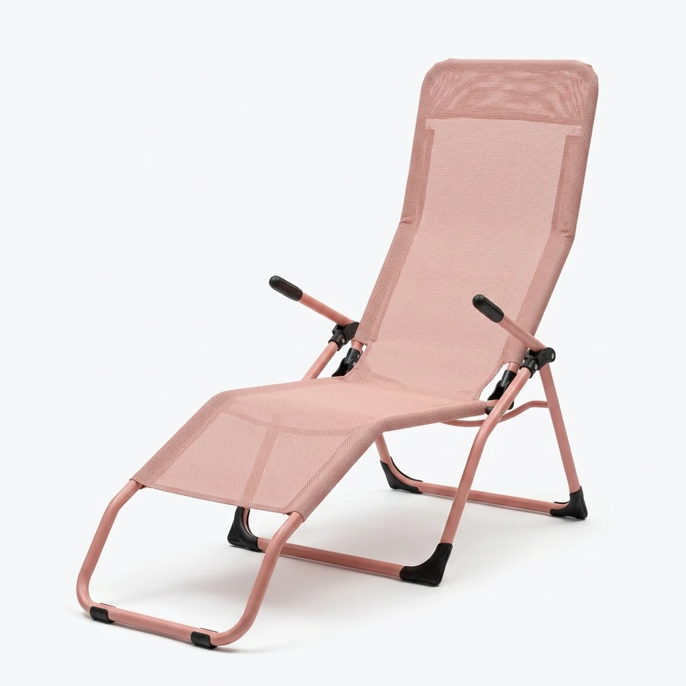 Ideal Profiliuotas sulankstomas sodo šezlongas Rožinis S-Curve Texteline YS-30