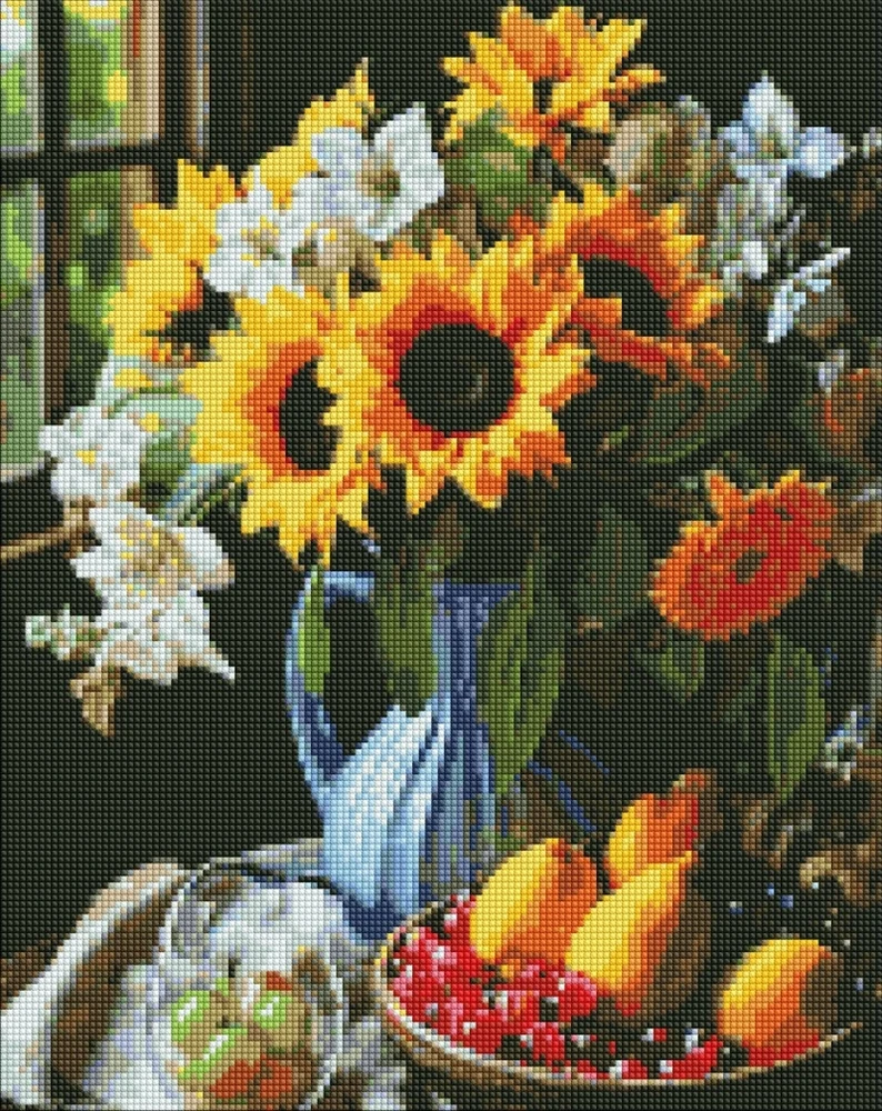 IDEYKA deimantinė mozaika 40x50 cm natiurmortas su saulėgrąžomis 1 vnt