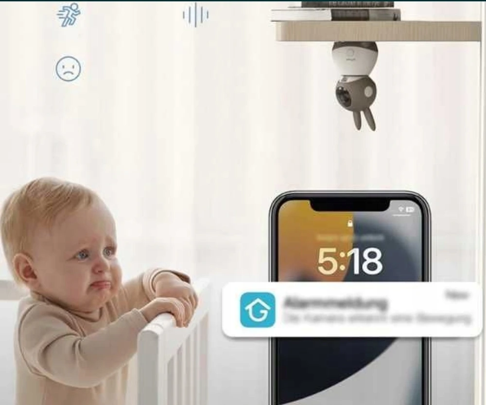 ieGeek elektroninis kūdikio monitorius baltas