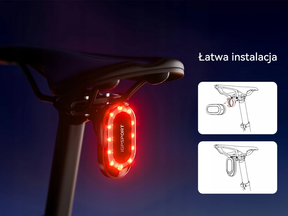 iGPSPORT SRmini Galinis dviračio žibintas su radaru, matomumas iki 1,2 km