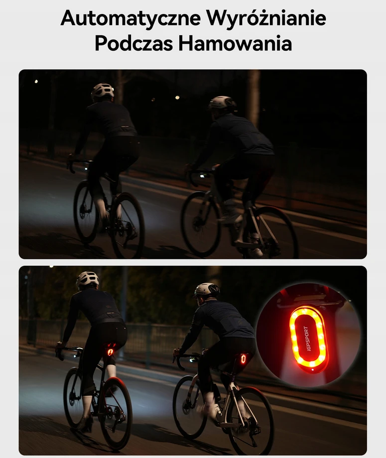 iGPSPORT SRmini Galinis dviračio žibintas su radaru, matomumas iki 1,2 km