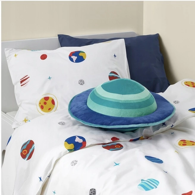 Patalynės komplektas IKEA AFTONSPARV komplet pościeli 150x200/50x60 kosmos planety/wielobarwny