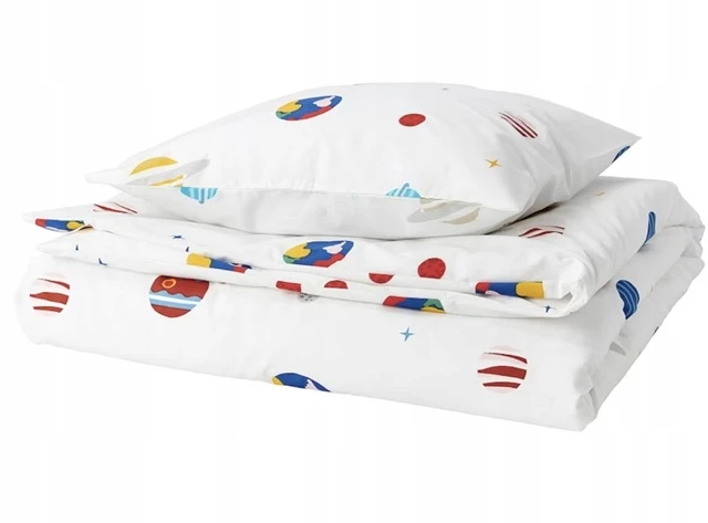 Patalynės komplektas IKEA AFTONSPARV komplet pościeli 150x200/50x60 kosmos planety/wielobarwny