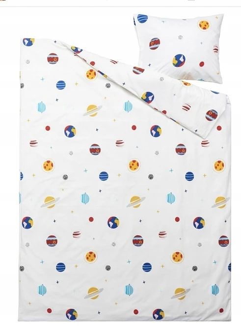 Patalynės komplektas IKEA AFTONSPARV komplet pościeli 150x200/50x60 kosmos planety/wielobarwny