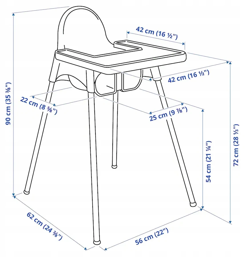 IKEA ANTILOP aukšta kėdutė + DIRŽELIAI + Baltas DĖKLĖLIS!