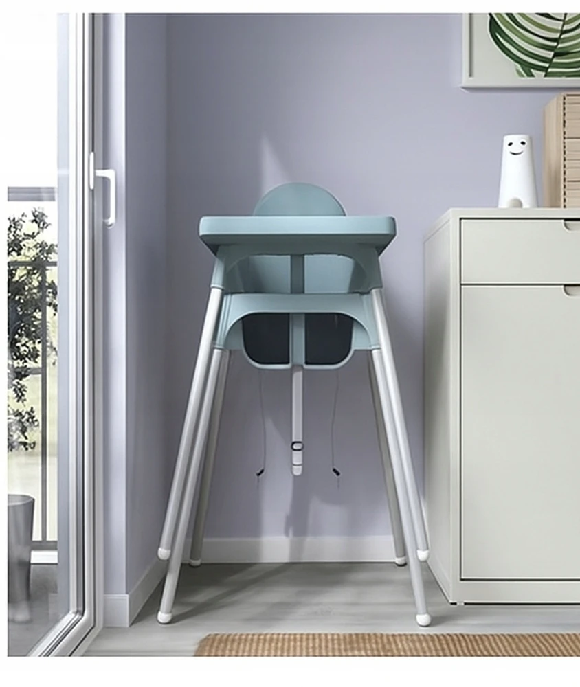 IKEA ANTILOP Maitinimo kėdutė PILKA MĖLYNA su dirželiais + DĖKLAS
