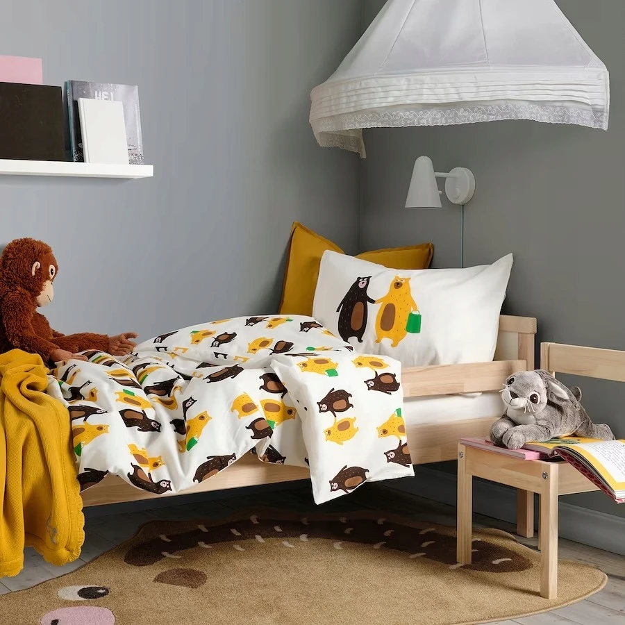 Ikea Brummig patalynės komplektas 150x200 cm su meškučiais