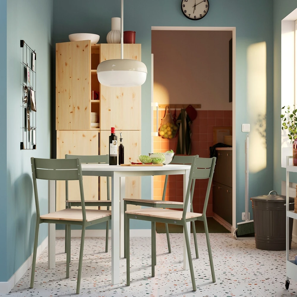 IKEA BUSLATT Kėdė, pilkai žalia/pušis