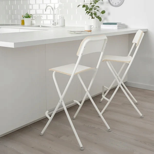 IKEA FRANKLIN Sulankstoma taburetė su atlošu, balta, 63 cm