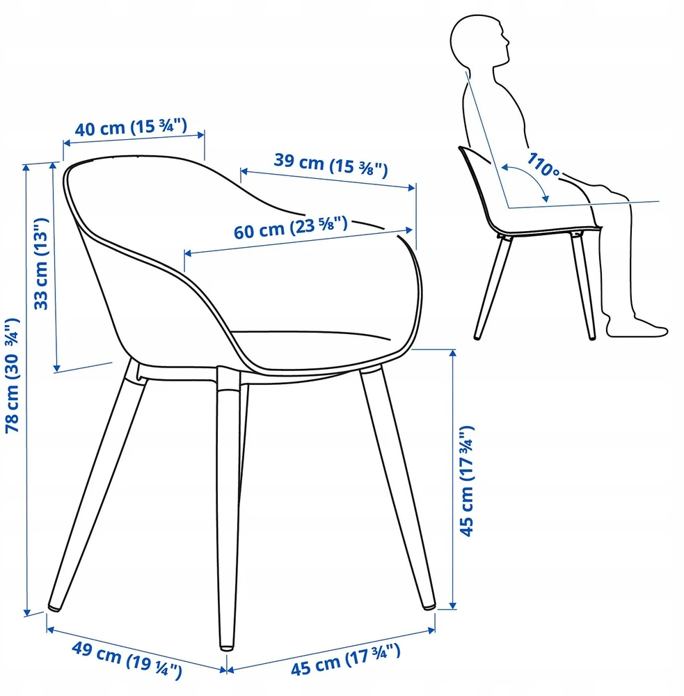 Ikea GRONSTA Kėdė su porankiais, vidaus/lauko – balta