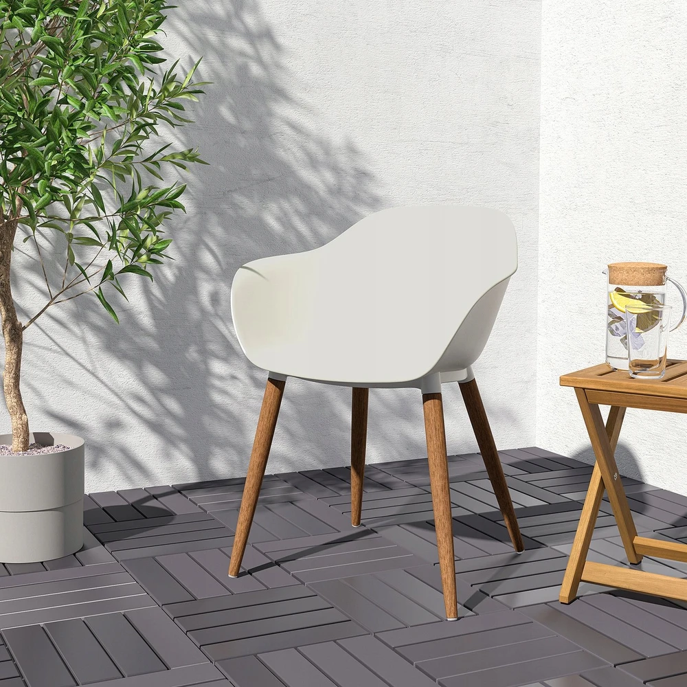 Ikea GRONSTA Kėdė su porankiais, vidaus/lauko – balta
