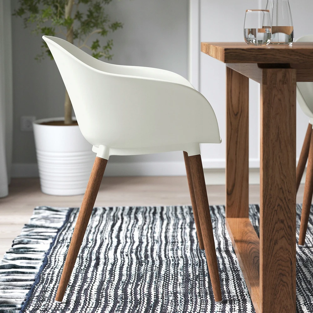 Ikea GRONSTA Kėdė su porankiais, vidaus/lauko – balta