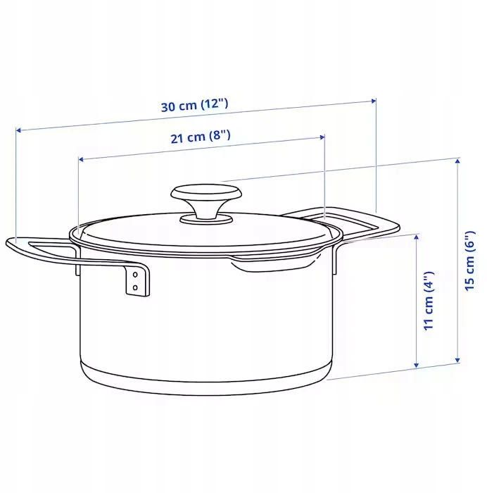 Ikea HEMKOMST Puodas su dangteliu, nerūdijantis plienas/stiklas, 3l