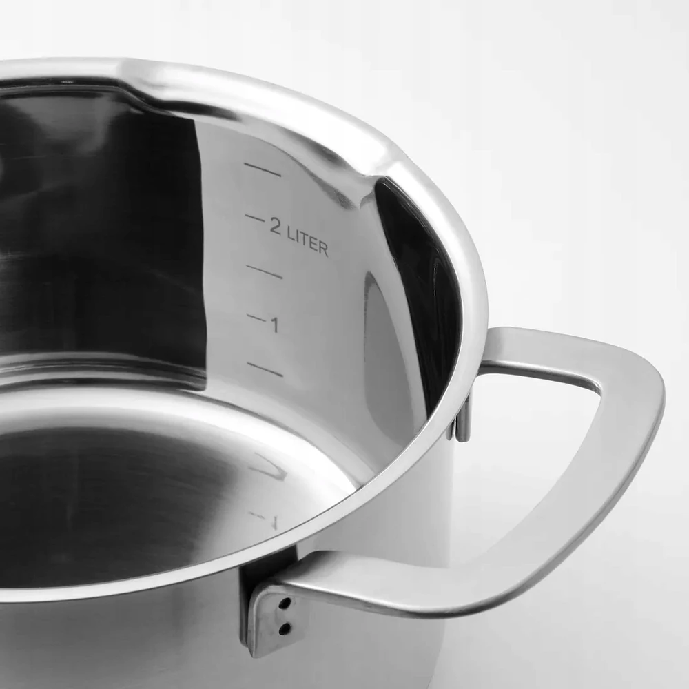 Ikea HEMKOMST Puodas su dangteliu, nerūdijantis plienas/stiklas, 3l