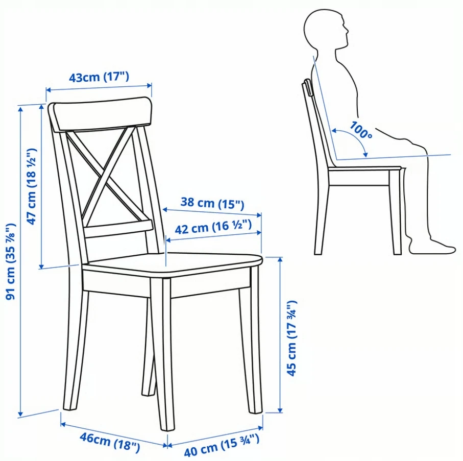 IKEA INGOLF Kėdė ruda ir juoda 60217822