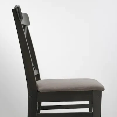Ikea INGOLF minkšta kėdė ruda-juoda, Nolhaga pilkai smėlio spalvos
