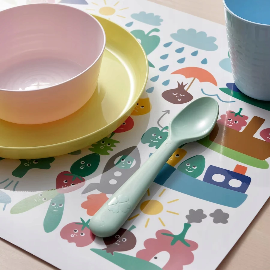 IKEA KALAS stalo įrankių rinkinys 18 dalių, 6 rinkiniai, spalvinga pastelinė