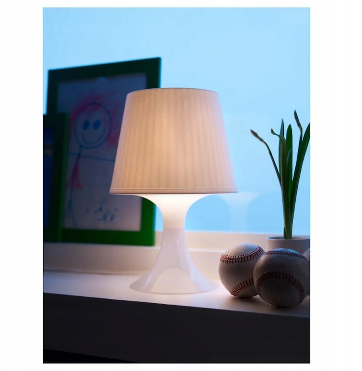 IKEA LAMPAN Baltas Lampa stołowa 29 cm lampka nocna