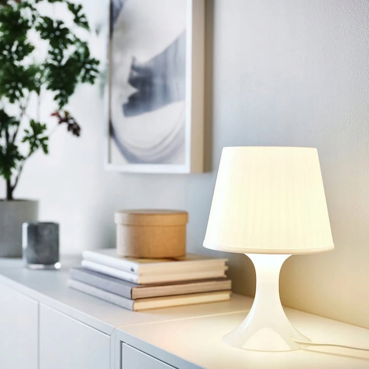 IKEA LAMPAN Baltas Lampa stołowa 29 cm lampka nocna