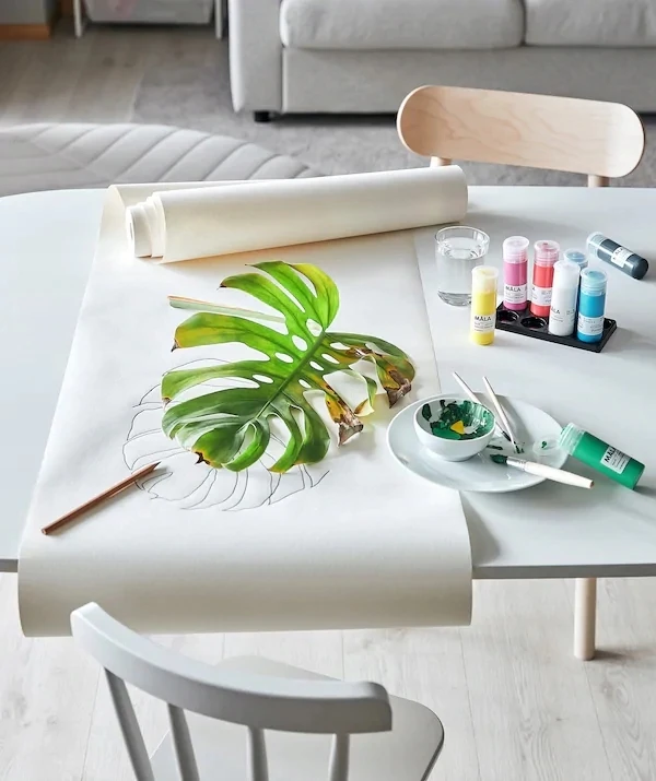 Ikea Mala dažai su palete ir teptuku, 8 vnt.