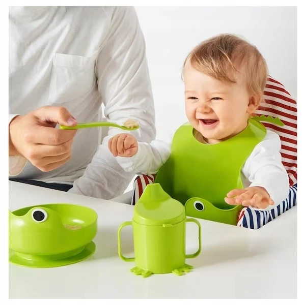 IKEA MATA vaikiškų indų rinkinys, 4 vnt, žalias