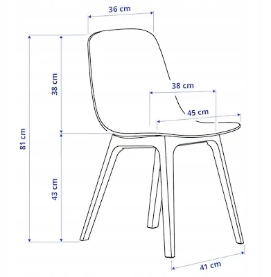 Ikea ODGER kėdė 45 x 51 x 81 cm juoda 1 vnt.