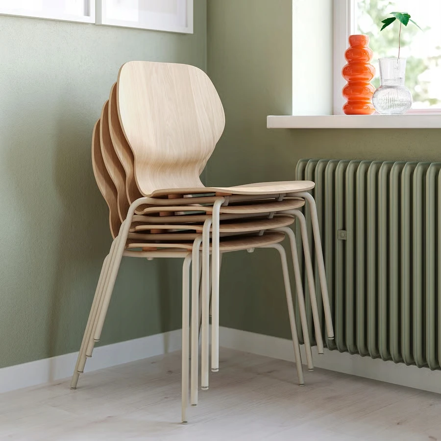 Ikea SKALSTA Kėdė, ąžuolo lukštas/metalinis vamzdis/šviesiai pilkai smėlio spalvos