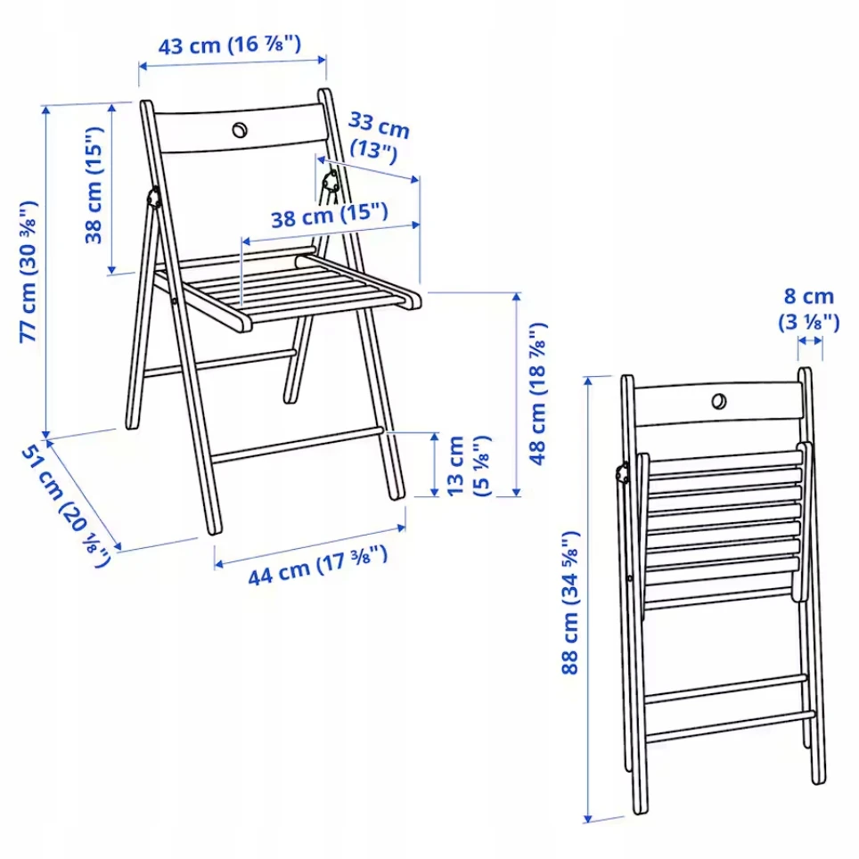 IKEA TERJE MEDINĖ sulankstoma KĖDĖ balta