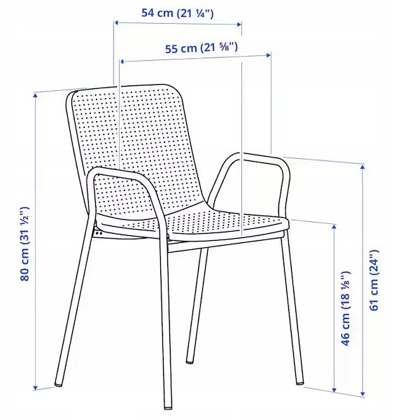 Ikea TORPARO Kėdė su porankiais mėlynos spalvos
