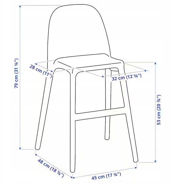 Ikea Urban vaikiška kėdutė 45x48x79 Balta/Balta