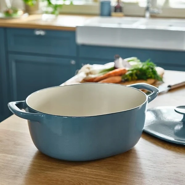 IKEA VARDAGEN Keptuvė su dangčiu Ovalus puodas, pilkai mėlynas ketaus, 5 l