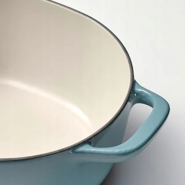 IKEA VARDAGEN Keptuvė su dangčiu Ovalus puodas, pilkai mėlynas ketaus, 5 l
