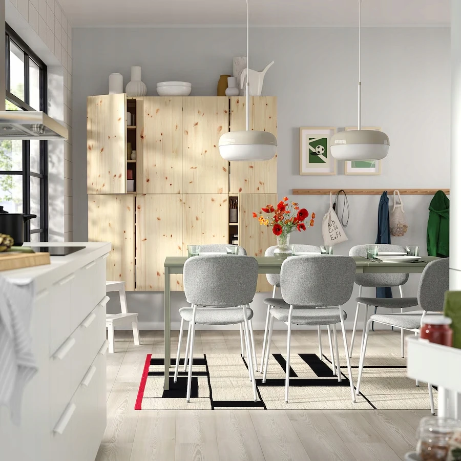 IKEA VIHALS Kėdė, balta/Tibbleby smėlio-pilka