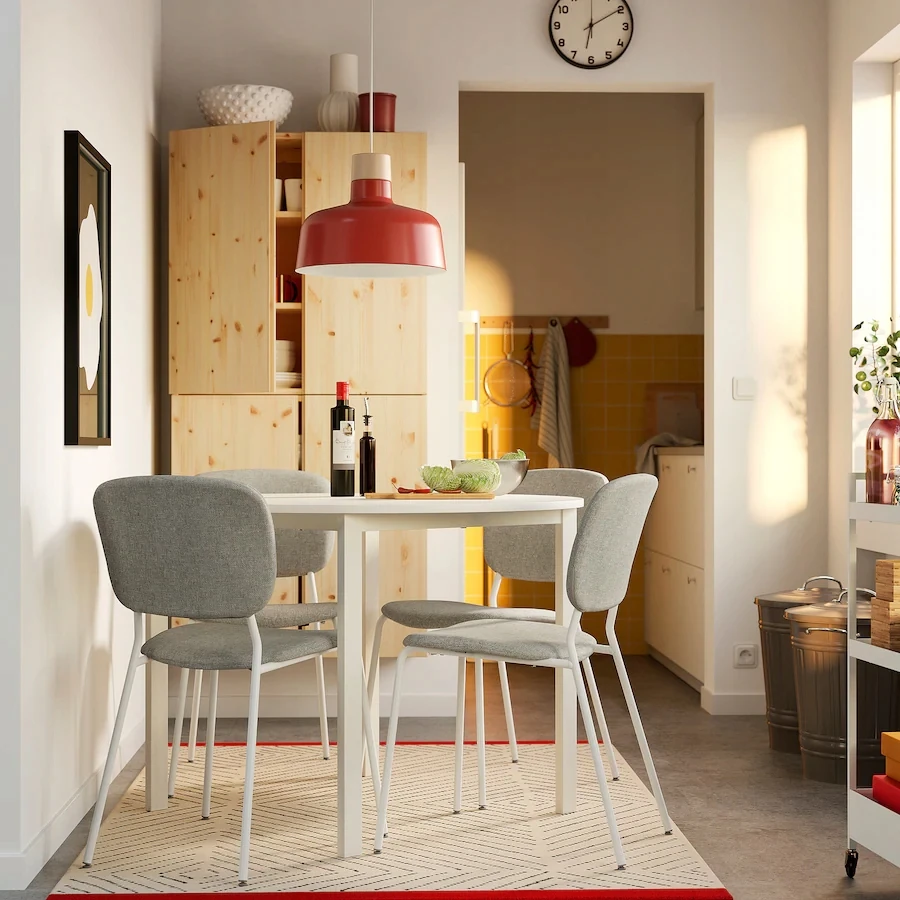 IKEA VIHALS Kėdė, balta/Tibbleby smėlio-pilka