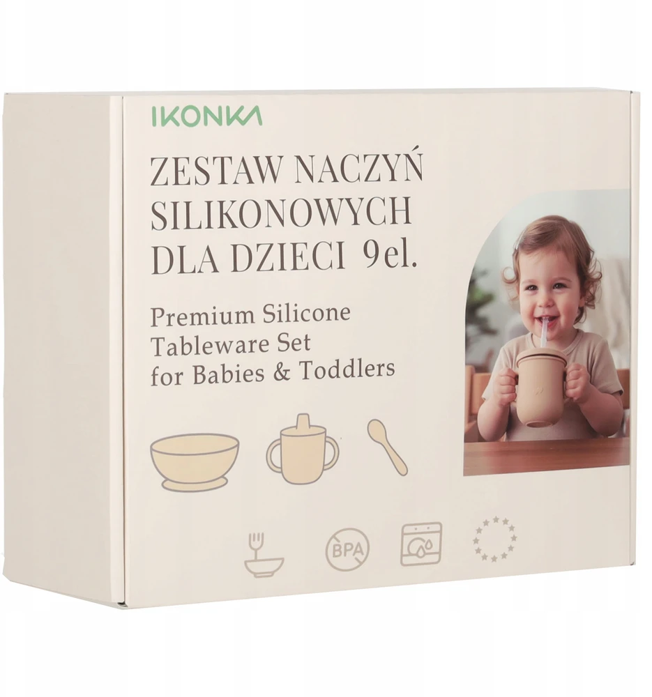 Ikonka Vaikiški silikoniniai indai krabas, 9 vnt., violetinės spalvos