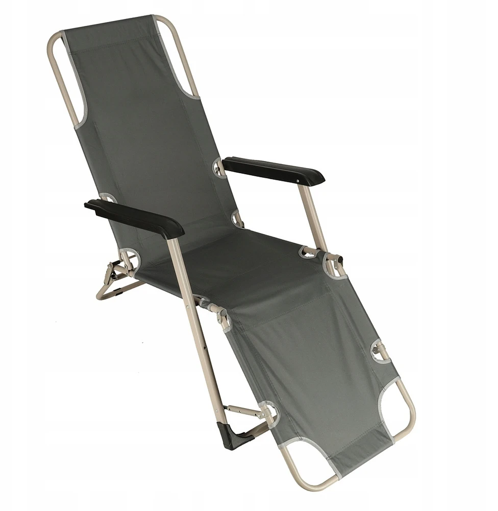 Ikonka Sulankstomas sodo gultas su porankiais, 160/170 cm, pilkas