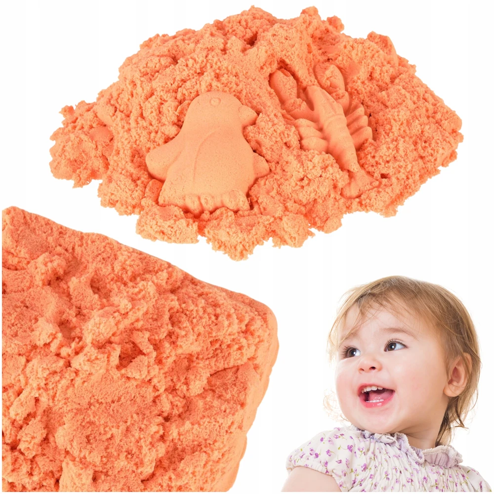 Ikonka Kinetinis smėlis 1kg maišelyje oranžinis