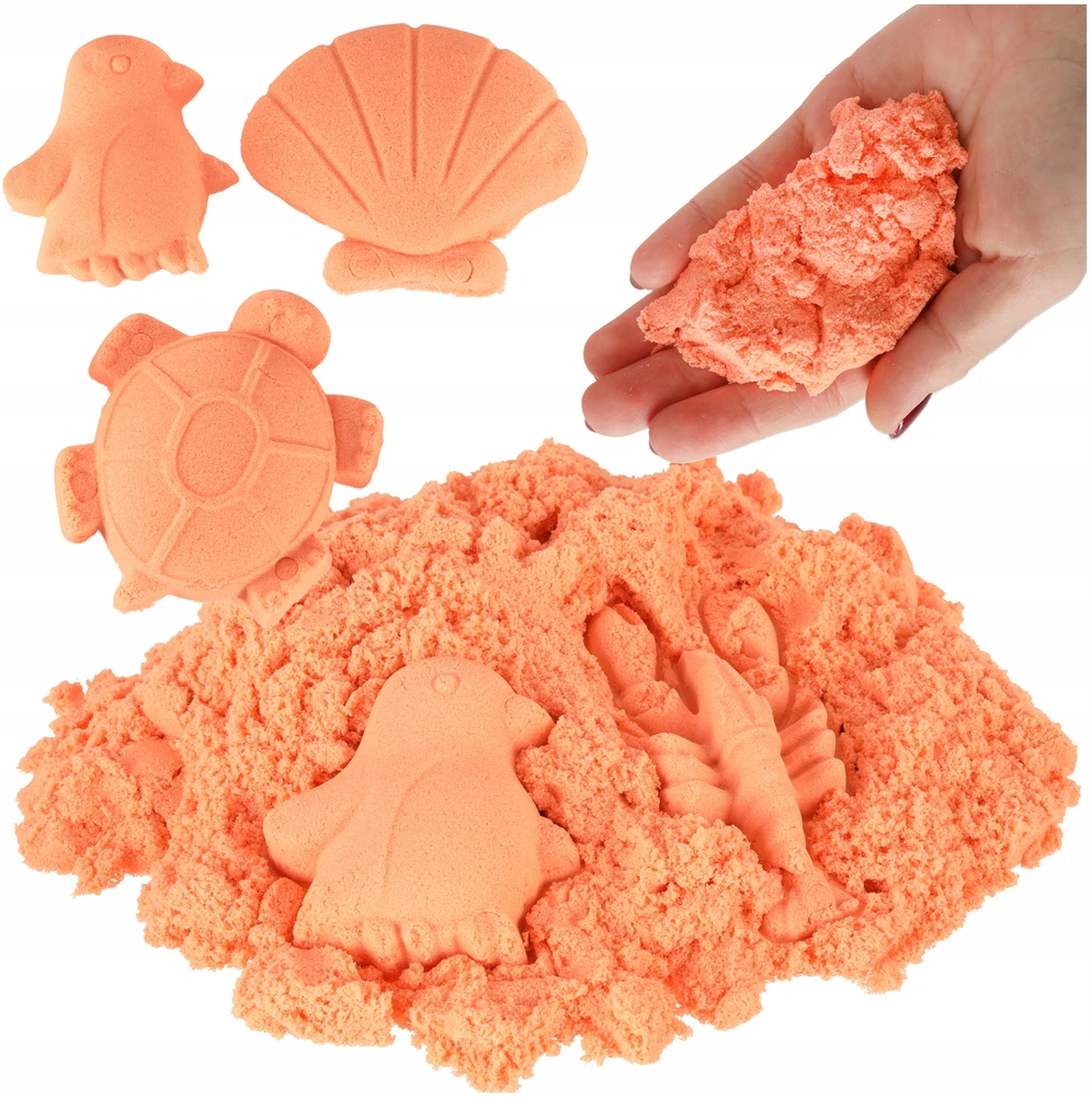 Ikonka Kinetinis smėlis 1kg maišelyje oranžinis