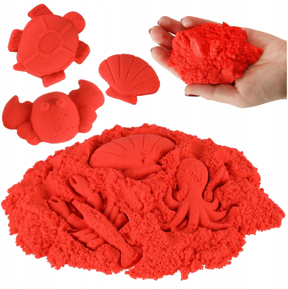 Ikonka Kinetinis smėlis 1kg maišelyje raudonas