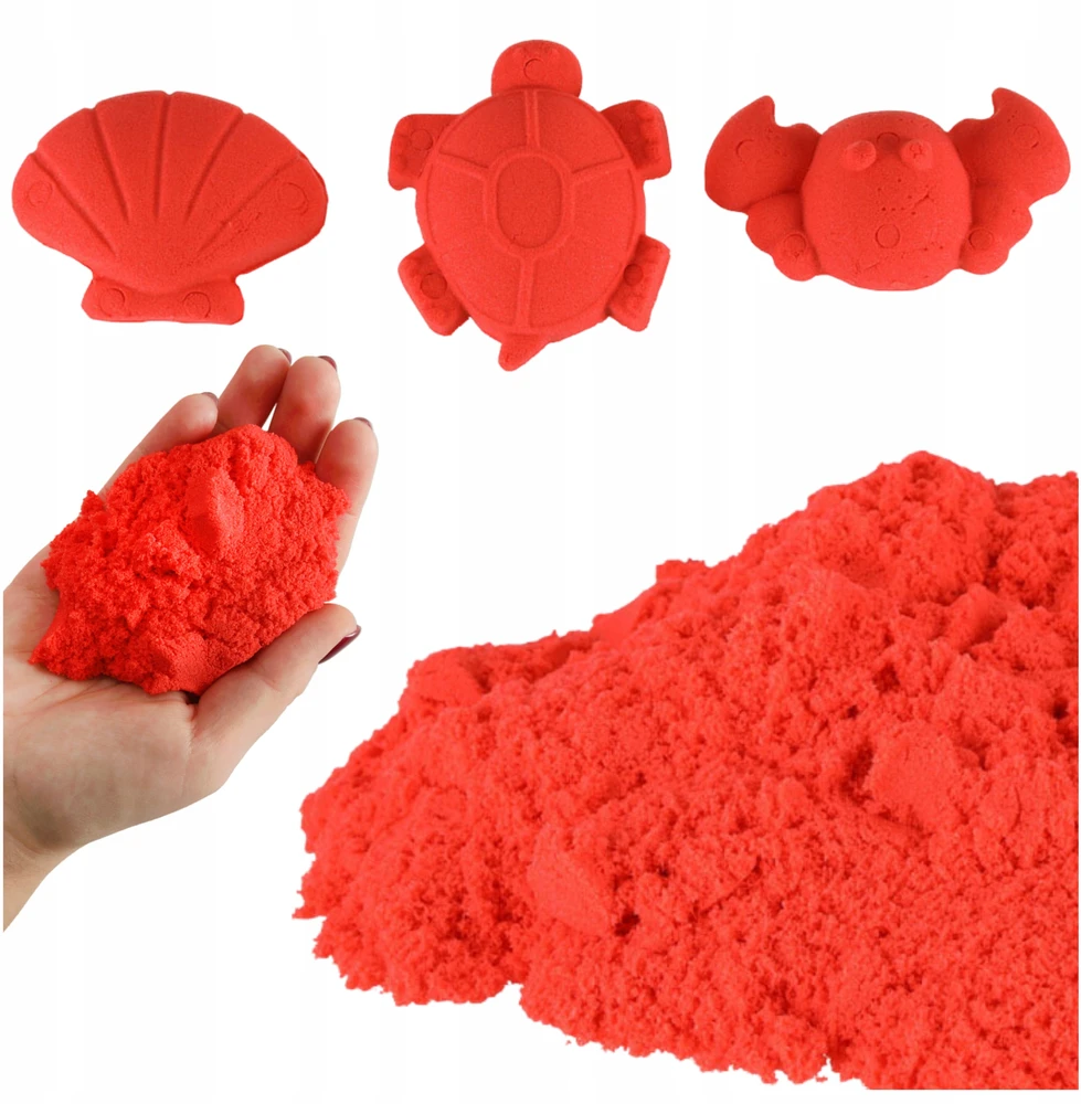 Ikonka Kinetinis smėlis 1kg maišelyje raudonas