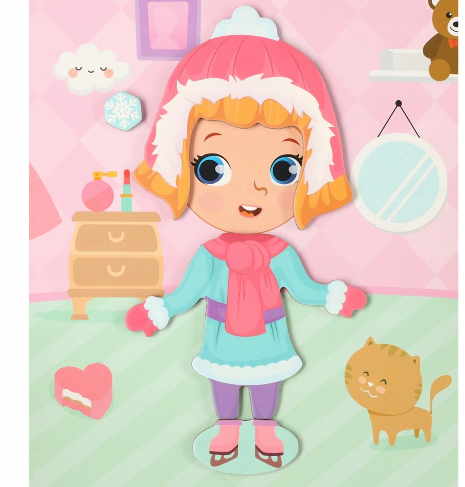 Ikonka Magnetinė dėlionė Dress up lėlė 51el.