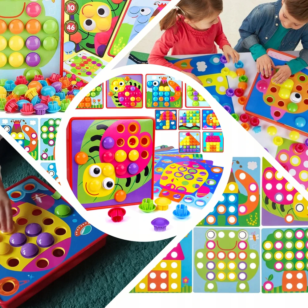 Ikonka Mokomoji Montessori mygtuko mozaikos dėlionė 57 vnt