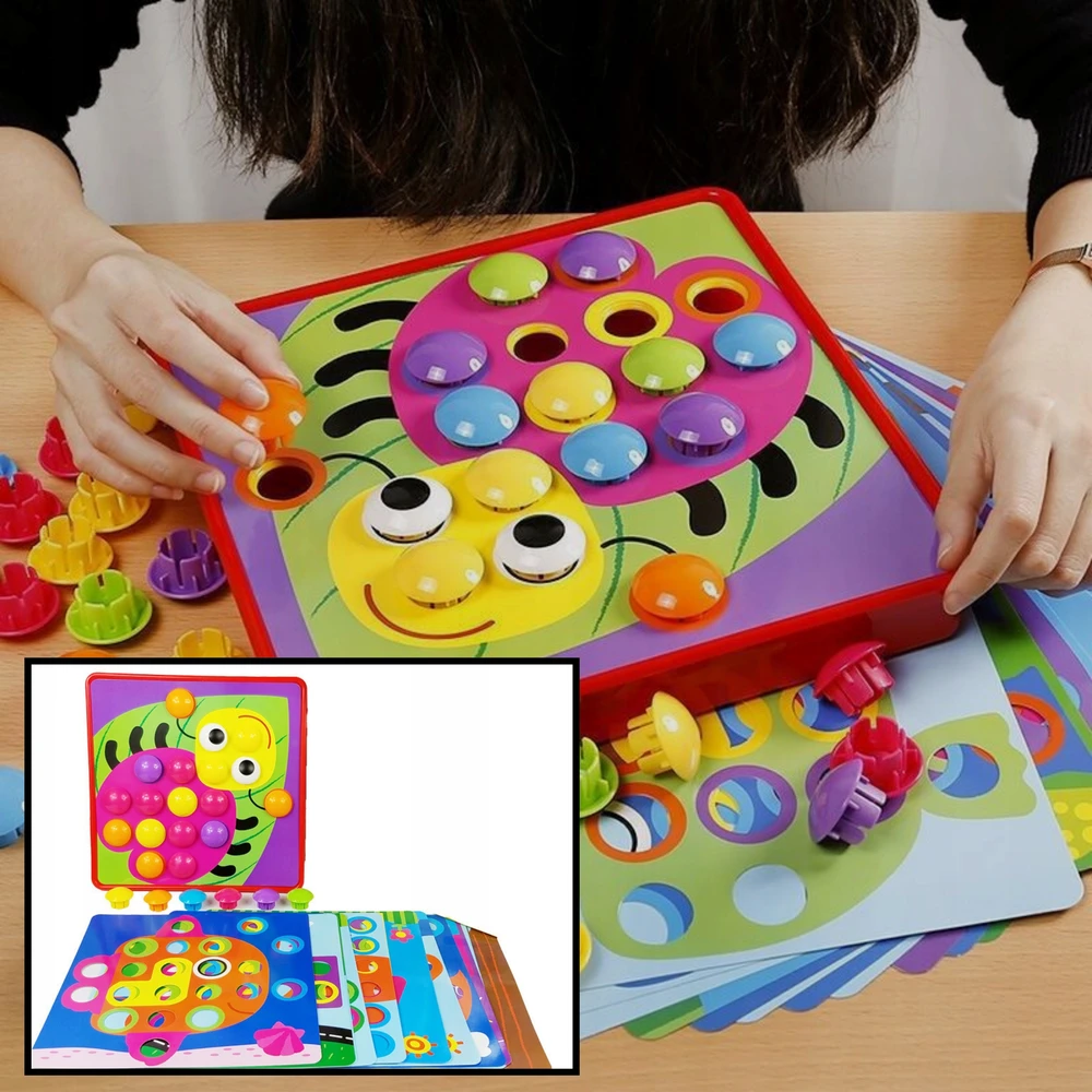 Ikonka Mokomoji Montessori mygtuko mozaikos dėlionė 57 vnt