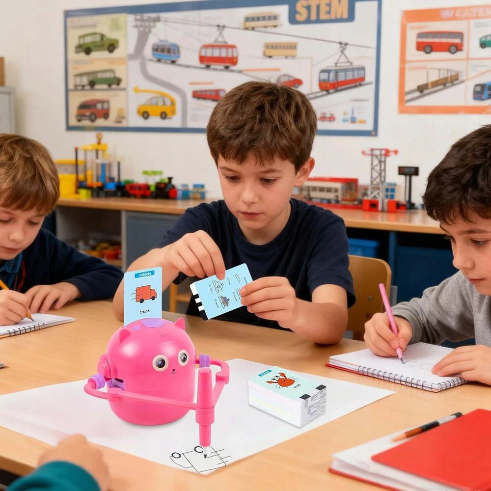 Ikonka PIEŠIMO ROBOTAS VAIKAMS NUO 3 IKI 8 METŲ SU 100 KORTELIŲ + ŽYMEKLIAI DOVANAMS