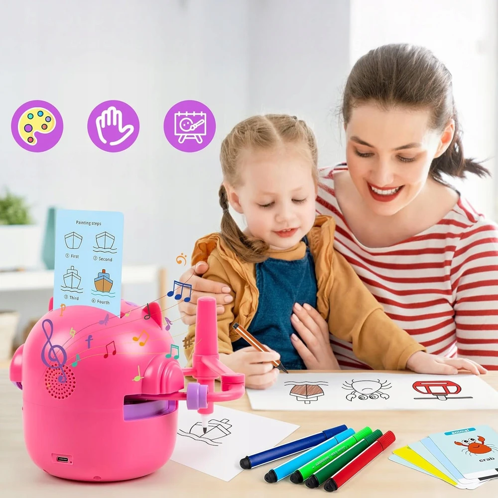 Ikonka PIEŠIMO ROBOTAS VAIKAMS NUO 3 IKI 8 METŲ SU 100 KORTELIŲ + ŽYMEKLIAI DOVANAMS