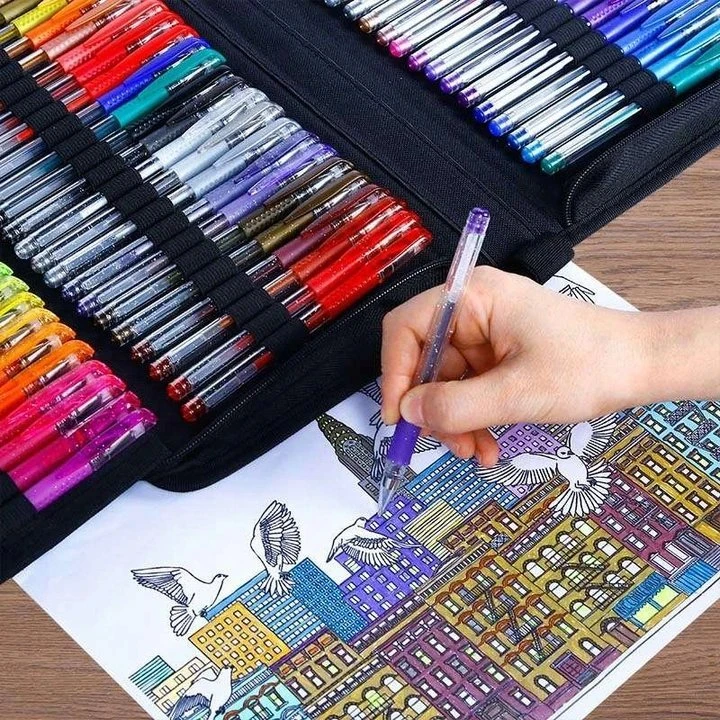 Ikonka Spalvoti geliniai rašikliai dėkle 120 vnt. + 120 pildomųjų talpyklų