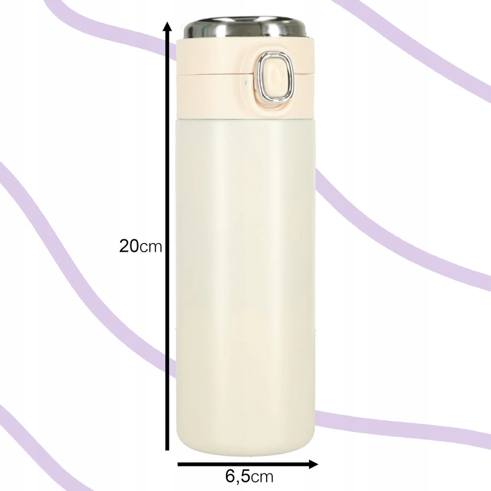 Ikonka Kruzzel Termo puodelis - termosas 420ML su LED temperatūros indikatoriumi, rusvai gelsvas