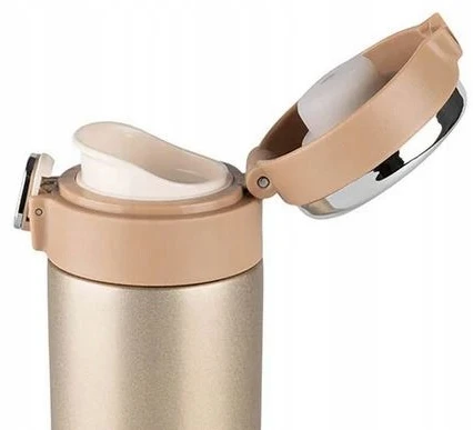 Ikonka Kruzzel Termo puodelis - termosas 420ML su LED temperatūros indikatoriumi, rusvai gelsvas