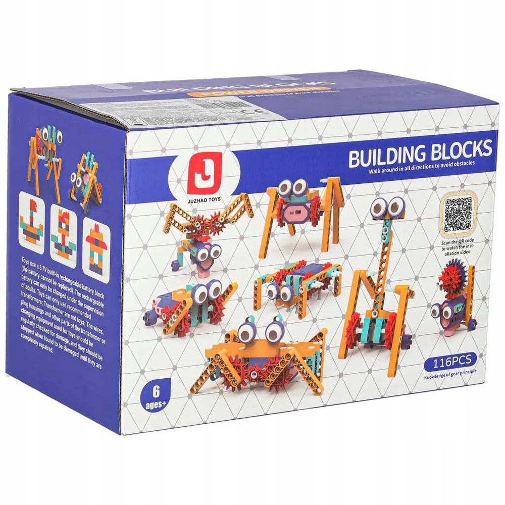 Dėlionė Ikonka Statybinės kaladėlės, judančios su varikliu 116 vnt.