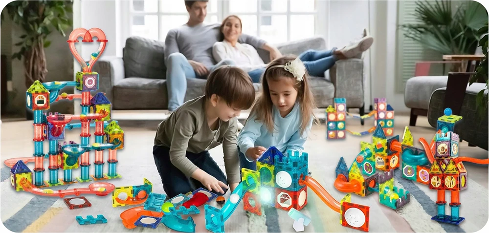 Ikonka XXL MAGNETINIAI BLOKAI GLOWING CULODROME didelis dovanų rinkinys 150 vnt.